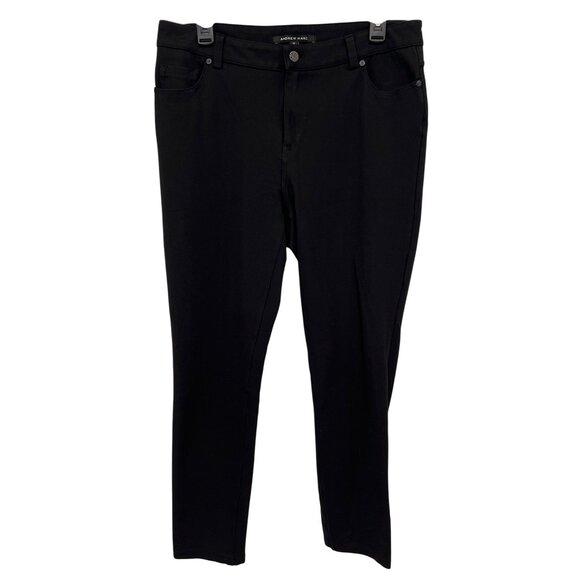 Andrew Marc Pants Size 12 Mid Rise Ponte Knit Black Cotton Blend Contemporary - Picture 1 of 6